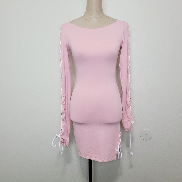 Nadia Aboulhosn tied up pink dress S - Picture 1 of 7